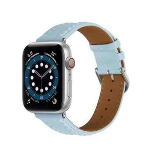 Embossed Love Genuine Leather Watch Band For Apple Watch 5 40mm(Blue)