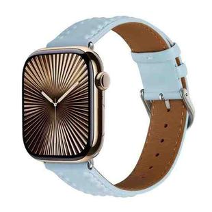 Embossed Love Genuine Leather Watch Band For Apple Watch Series 10 42mm(Blue)