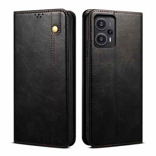 For Xiaomi Redmi Note 12 Turbo / Poco F5 Oil Wax Crazy Horse Texture Flip Leather Phone Case(Black)