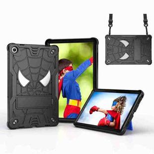 For Lenovo Tab M10 Plus 10.6 3rd Gen 2022 Spider Texture Silicone Hybrid PC Tablet Case with Shoulder Strap(Black)