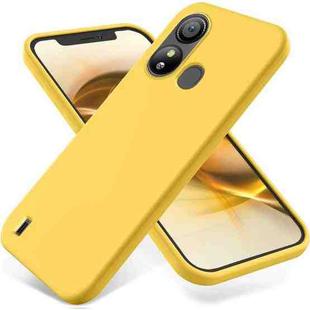 For ZTE Blade L220 Pure Color Liquid Silicone Shockproof Phone Case(Yellow)