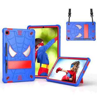 For Samsung Galaxy Tab S6 Lite P610 Spider Texture Silicone Hybrid PC Tablet Case with Shoulder Strap(Blue + Red)