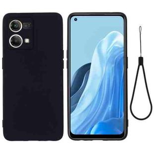 For OPPO Reno8 4G Pure Color Liquid Silicone Shockproof Phone Case(Black)