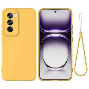 For OPPO Reno12 Pro 5G Global Pure Color Liquid Silicone Shockproof Phone Case(Yellow)