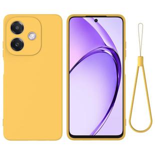 For OPPO A3x Pure Color Liquid Silicone Shockproof Phone Case(Yellow)