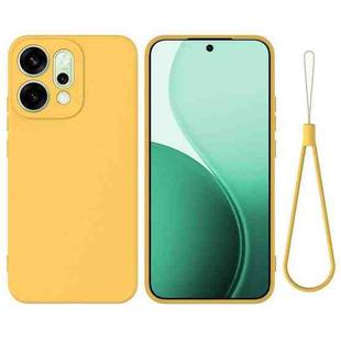 For OPPO Reno14 5G Global Solid Color Liquid Silicone Dropproof Full Coverage Phone Case(Yellow)