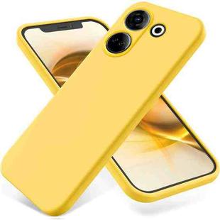 For Tecno Camon 20 4G Pure Color Liquid Silicone Shockproof Phone Case(Yellow)