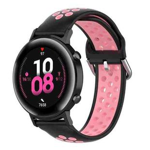 20mm Universal Sports Two Colors Silicone Replacement Strap Watchband(Black Pink)