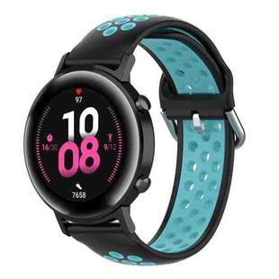 20mm Universal Sports Two Colors Silicone Replacement Strap Watchband(Black Teal)