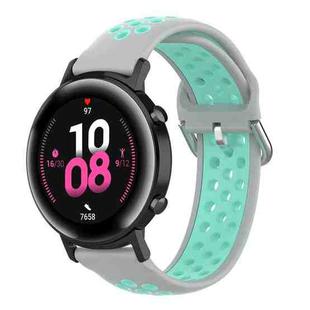 20mm Universal Sports Two Colors Silicone Replacement Strap Watchband(Grey Teal)