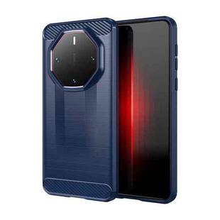 For Huawei Mate 60 RS Ultimate Brushed Texture Carbon Fiber TPU Phone Case(Blue)