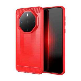 For Huawei Mate 60 RS Ultimate Brushed Texture Carbon Fiber TPU Phone Case(Red)