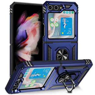 For Samsung Galaxy Z Flip5 Shockproof TPU + PC Phone Case with Holder(Blue)