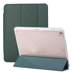 For iPad 10.2 2021 / 2020 / 10.5 3-Fold Lock Buckle Leather Smart Tablet Case(Deep Green)