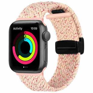 Magnetic Fold Clasp Woven Watch Band For Apple Watch 8 41mm(Starlight Pink)