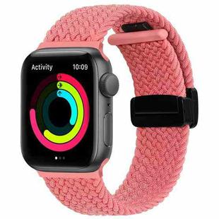 Magnetic Fold Clasp Woven Watch Band For Apple Watch SE 2022 40mm(Pink)