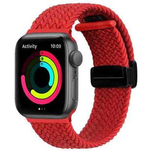 Magnetic Fold Clasp Woven Watch Band For Apple Watch SE 2022 44mm(Red)