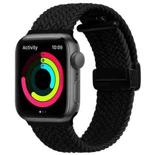 Magnetic Fold Clasp Woven Watch Band For Apple Watch 7 41mm(Black)