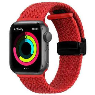 Magnetic Fold Clasp Woven Watch Band For Apple Watch 7 45mm(Red)