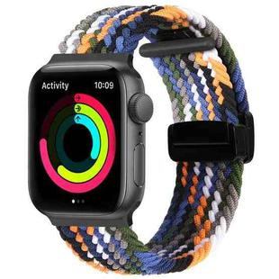 Magnetic Fold Clasp Woven Watch Band For Apple Watch 7 45mm(Denim Color)