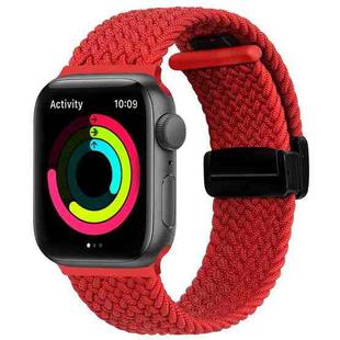 Magnetic Fold Clasp Woven Watch Band For Apple Watch SE 44mm(Red)