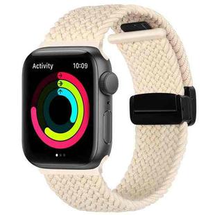 Magnetic Fold Clasp Woven Watch Band For Apple Watch SE 44mm(Starlight Color)