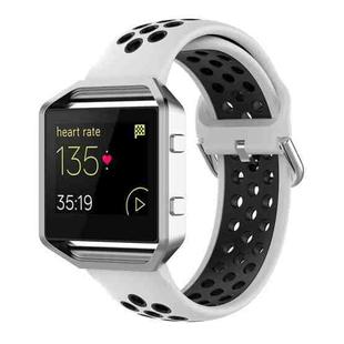 For Fitbit Versa 2 / Versa / Versa Lite / Blaze 23mm Sports Two Colors Silicone Replacement Strap Watchband(White Black)
