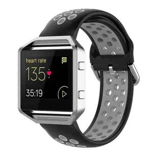 For Fitbit Versa 2 / Versa / Versa Lite / Blaze 23mm Sports Two Colors Silicone Replacement Strap Watchband(Black Grey)