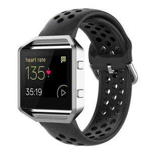 For Fitbit Versa 2 / Versa / Versa Lite / Blaze 23mm Sports Two Colors Silicone Replacement Strap Watchband(Coal Black + Black)