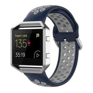 For Fitbit Versa 2 / Versa / Versa Lite / Blaze 23mm Sports Two Colors Silicone Replacement Strap Watchband(Midnight Blue Grey)