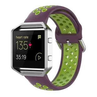 For Fitbit Versa 2 / Versa / Versa Lite / Blaze 23mm Sports Two Colors Silicone Replacement Strap Watchband(Purple Lime)