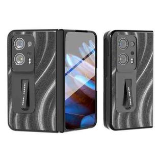 For OPPO Find N2 Galactic Pattern Integrated Protective Phone Case with Holder(Grey)