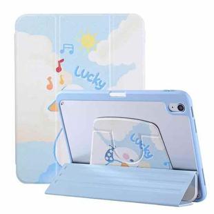 For iPad Air / Air 2 / 9.7 2017 / 2018 3-Fold 360 Rotation Painted Leather Smart Tablet Case(Lucky Duck)