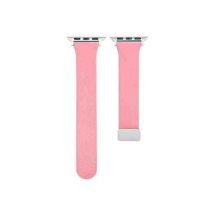Sheepskin Texture Magnetic Folding Buckle Watch Band For Apple Watch Ultra 49mm(Pink)