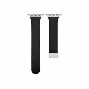 Sheepskin Texture Magnetic Folding Buckle Watch Band For Apple Watch 6 44mm(Black)