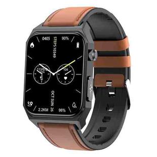 E530 1.91 inch IP68 Waterproof Leather Band Smart Watch Supports ECG / Non-invasive Blood Sugar(Brown)