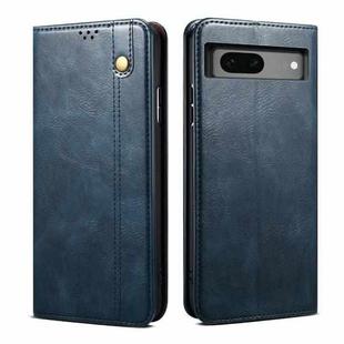 For Google Pixel 7a Oil Wax Crazy Horse Texture Leather Phone Case(Blue)