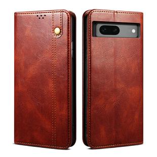 For Google Pixel 8A Oil Wax Crazy Horse Texture Leather Phone Case(Brown)