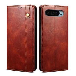 For Google Pixel 9 / 9 Pro Oil Wax Crazy Horse Texture Leather Phone Case(Brown)