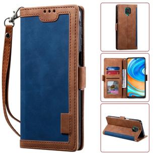 For Xiaomi Redmi Note 9 Retro Splicing Horizontal Flip Leather Case with Card Slots & Holder & Wallet(Blue)