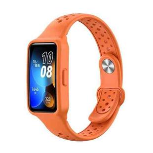 For Huawei Band 8 Integrated Solid Color Silicone Watch Band(Orange)