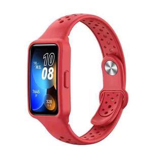 For Huawei Band 8 Integrated Solid Color Silicone Watch Band(Red)