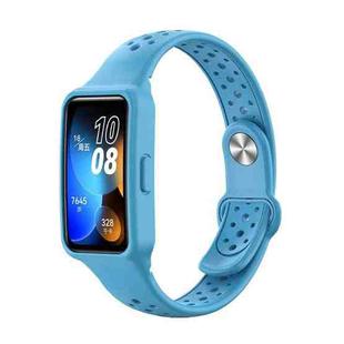 For Huawei Band 8 Integrated Solid Color Silicone Watch Band(Sky Blue)