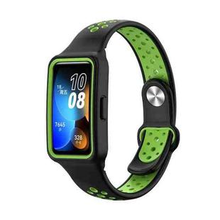 For Huawei Band 8 Integrated Two Color Silicone Watch Band(Black Green)