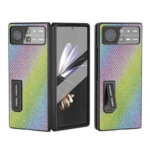 For Xiaomi Mix Fold 2 Integrated Diamond Series Black Edge Phone Case with Holder(Rainbow)