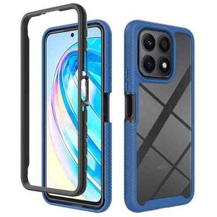 For Honor X8a Starry Sky Solid Color Shockproof TPU Clear PC Phone Case(Blue)