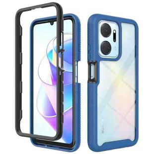 For Honor X7a Starry Sky Solid Color Shockproof TPU Clear PC Phone Case(Blue)