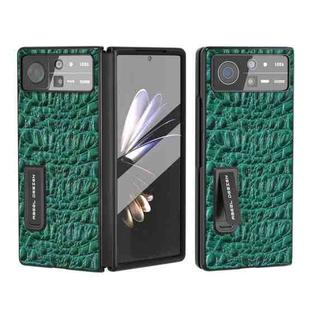 For Xiaomi Mix Fold 2 ABEEL Integrated Genuine Leather Sky Series Phone Case with Holder(Green)