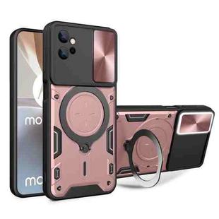 For Motorola Moto G32 CD Texture Sliding Camshield Magnetic Holder Phone Case(Pink)