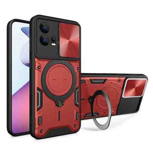For Motorola Edge 30 Fusion CD Texture Sliding Camshield Magnetic Holder Phone Case(Red)